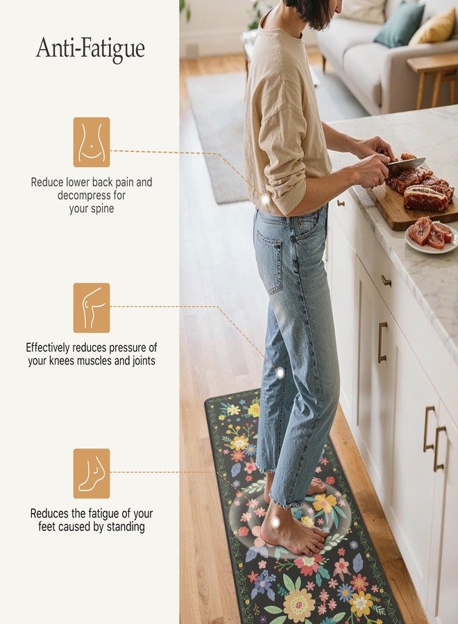 GENIMO Kitchen Mats for Floor 2PCS, Cushioned Kitchen Rugs Non Slip Washable, Farmhouse Anti Fatigue Mat Waterproof, Comfort Standing Mat Rug for Office, Home, Laundry, 17.3"x47"+17.3"x30", Black - Image 3